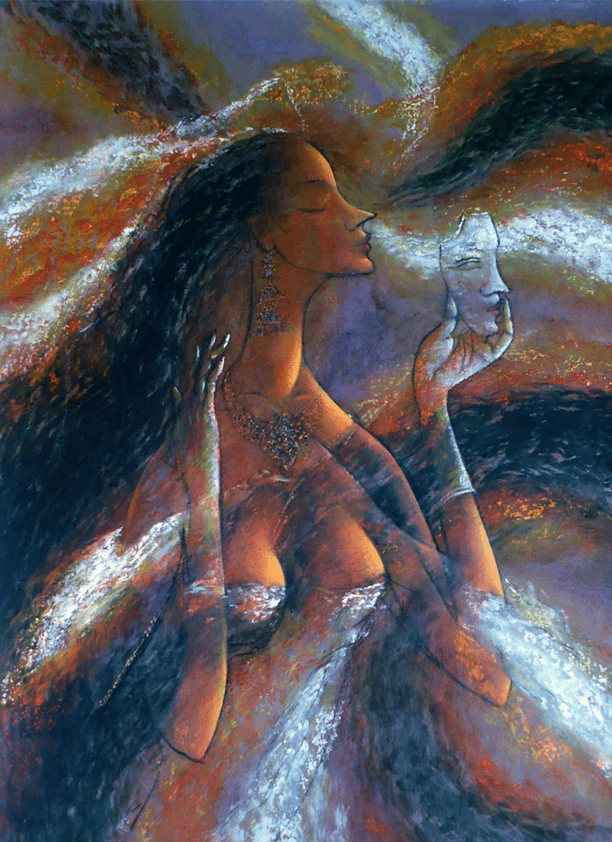 Hammoud Chantout Syria/France - "العروس مع قناع ابيض / The Bride With The White Mask" original artwork available at marsoum art collective